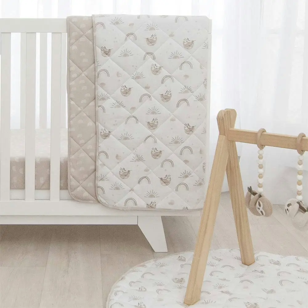 Living Textiles | Reversible Quilted Cot Comforter - Happy Sloth