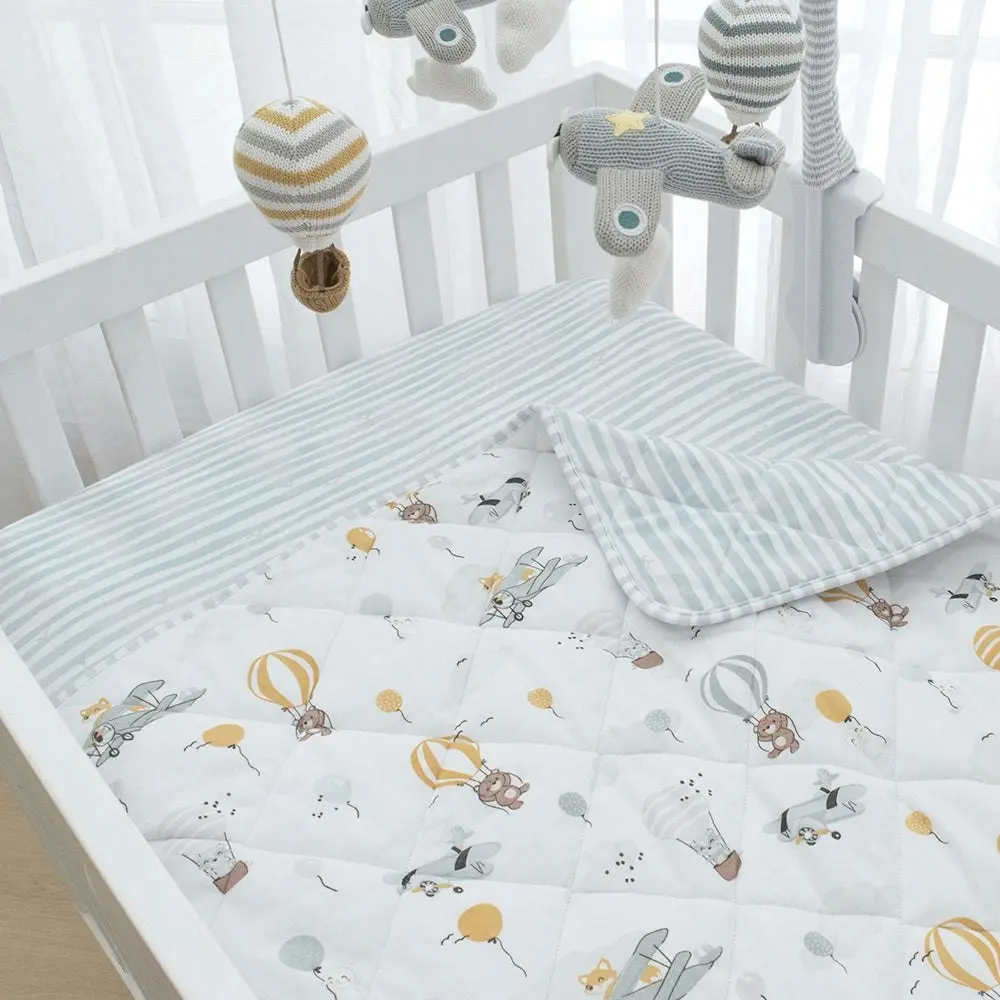 Living Textiles | Reversible Quilted Cot Comforter - Up Up & Away