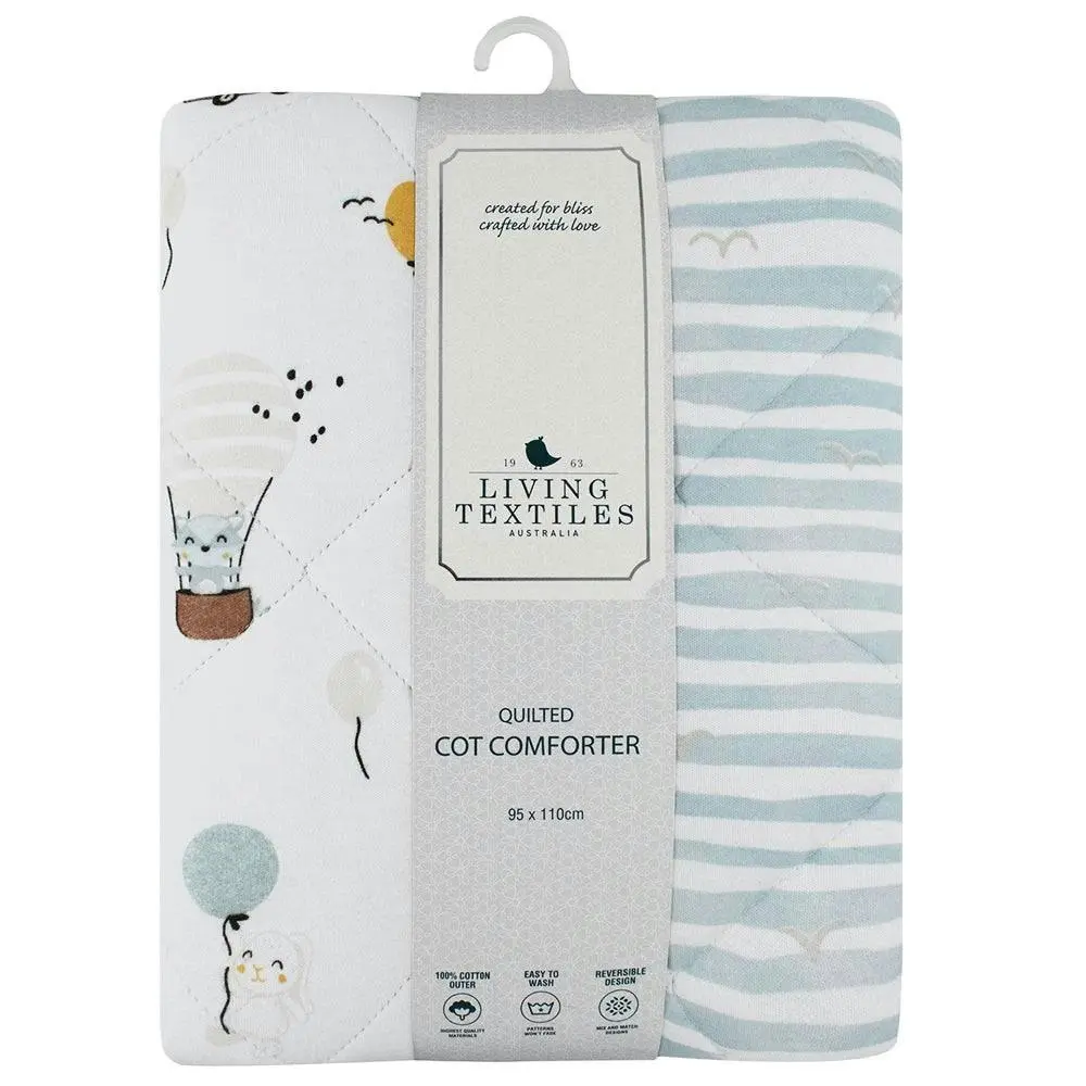 Living Textiles | Reversible Quilted Cot Comforter - Up Up & Away