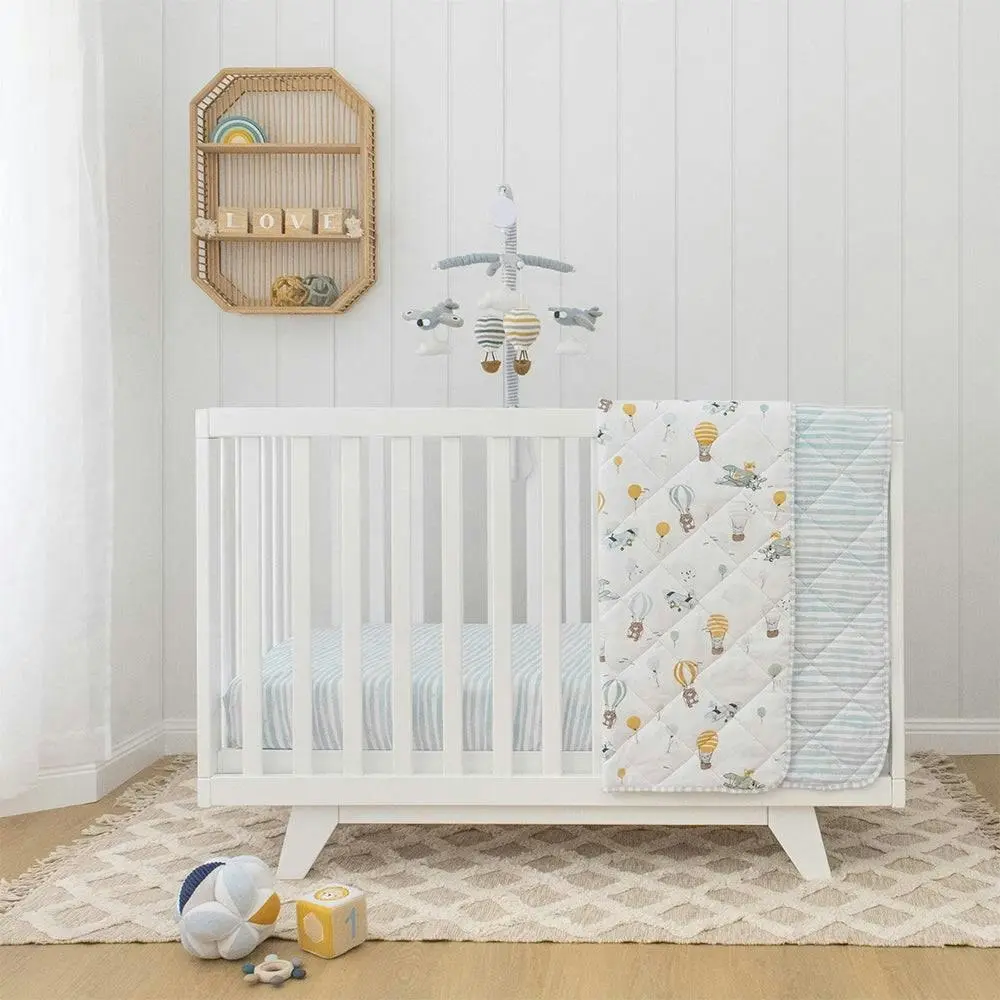 Living Textiles | Reversible Quilted Cot Comforter - Up Up & Away