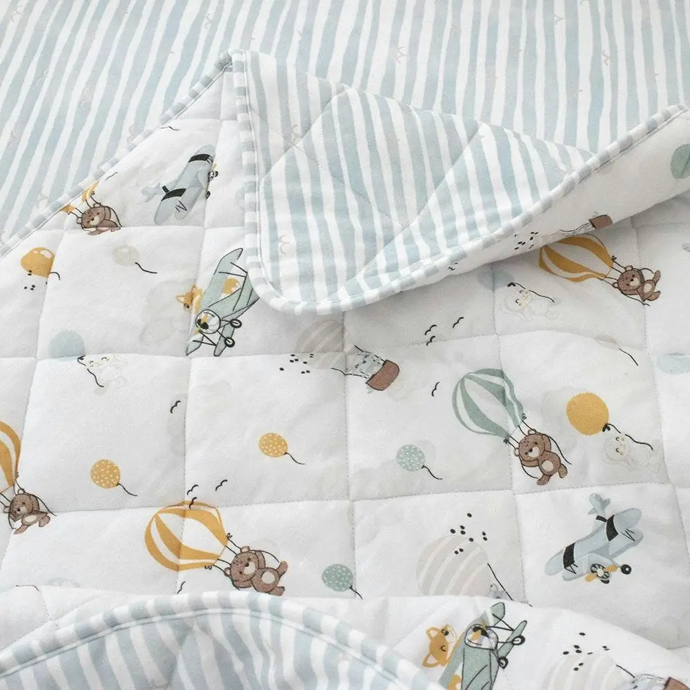 Living Textiles | Reversible Quilted Cot Comforter - Up Up & Away