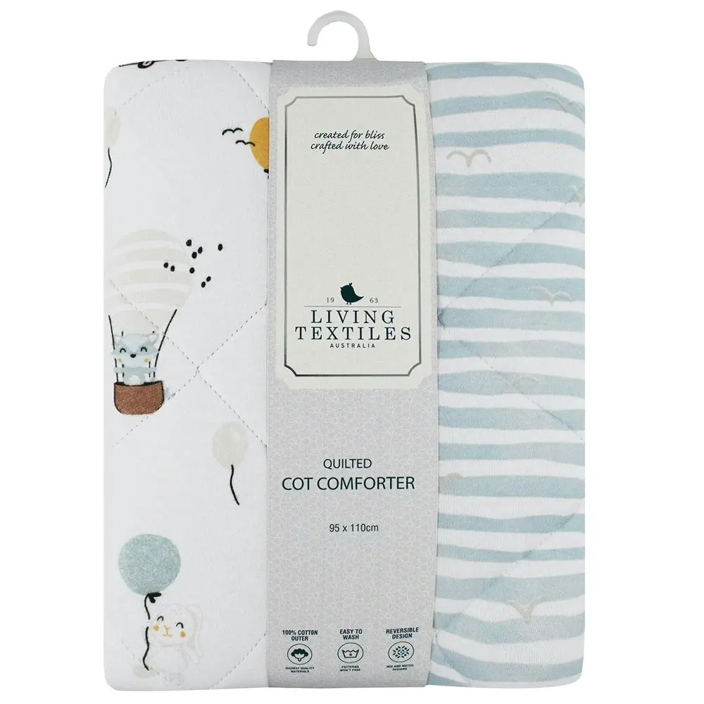 Living Textiles | Reversible Quilted Cot Comforter - Up Up & Away