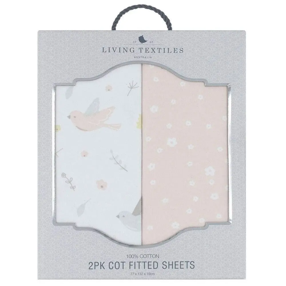 Living Textiles | 2pk Cot Fitted Sheets - Ava/Floral