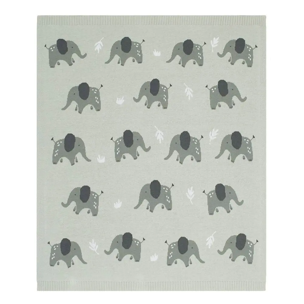 Living Textiles | 100% Cotton Whimsical Elephant Blanket