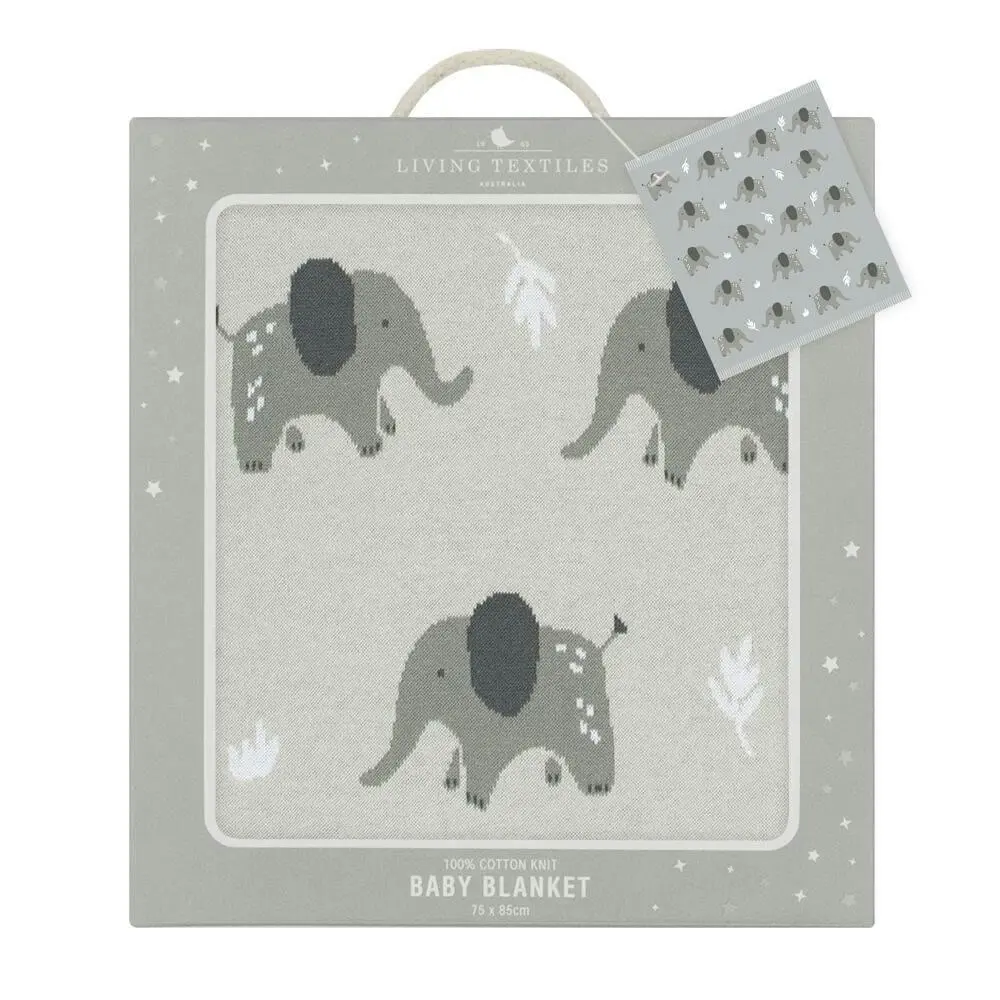 Living Textiles | 100% Cotton Whimsical Elephant Blanket