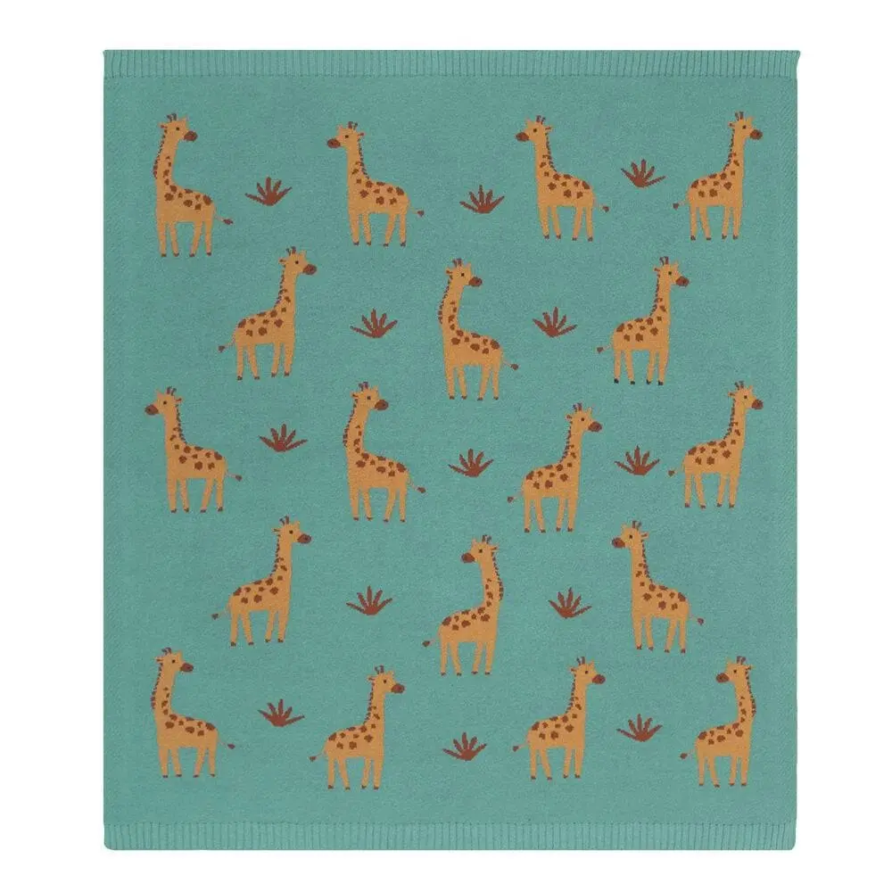 Living Textiles | 100% Cotton Whimsical Giraffe Baby Blanket