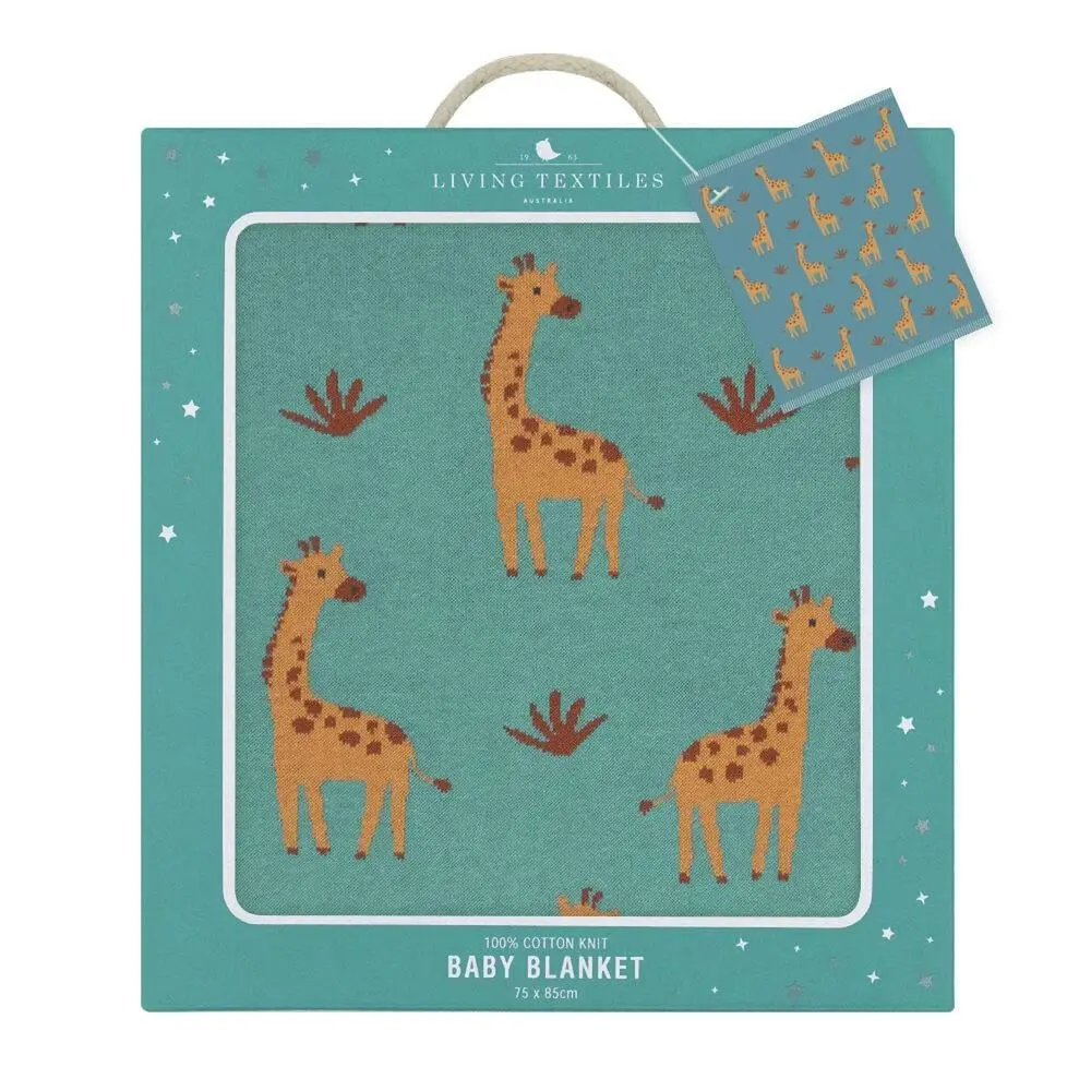 Living Textiles | 100% Cotton Whimsical Giraffe Baby Blanket