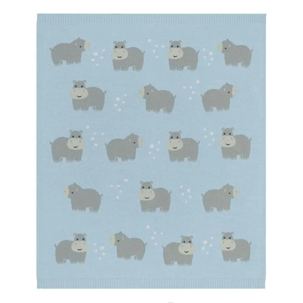 Living Textiles | 100% Cotton Whimsical Hippo Baby Blanket