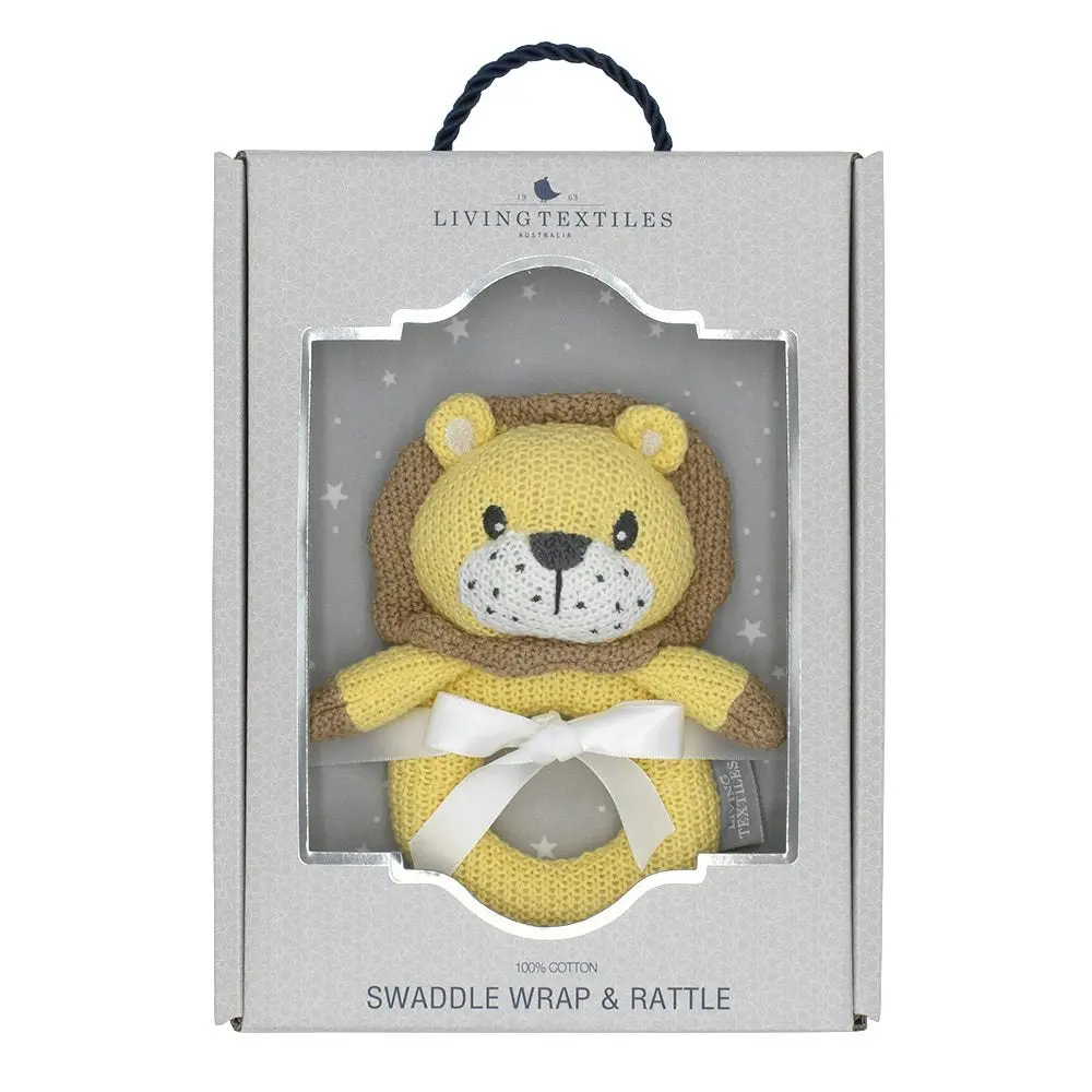 Living Textiles | Jersey Swaddle & Rattle Gift Set - Stars/Lion