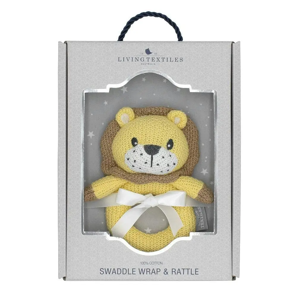 Living Textiles | Jersey Swaddle & Rattle Gift Set - Stars/Lion