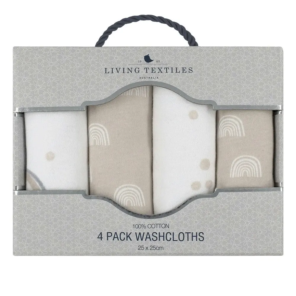 Living Textiles | 4-Pack Wash Cloths - Happy Sloth