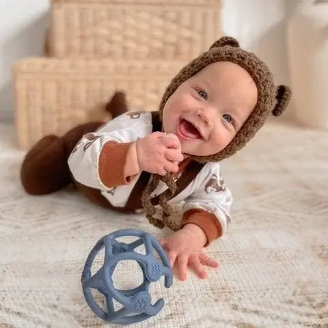 Playground by Living Textiles | Silicone Teething Ball -Steel Blue