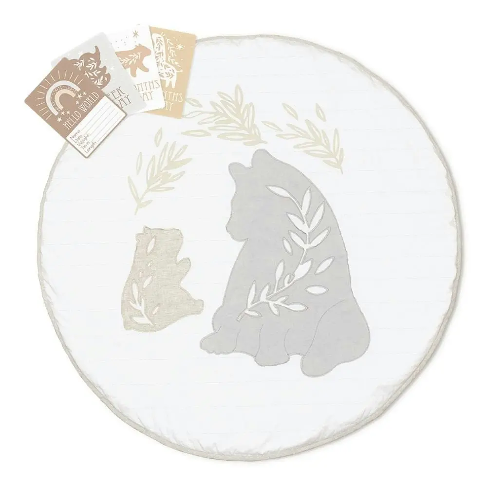 Lolli Living | Round Play Mat with Milestone Cards - Bosco Bear