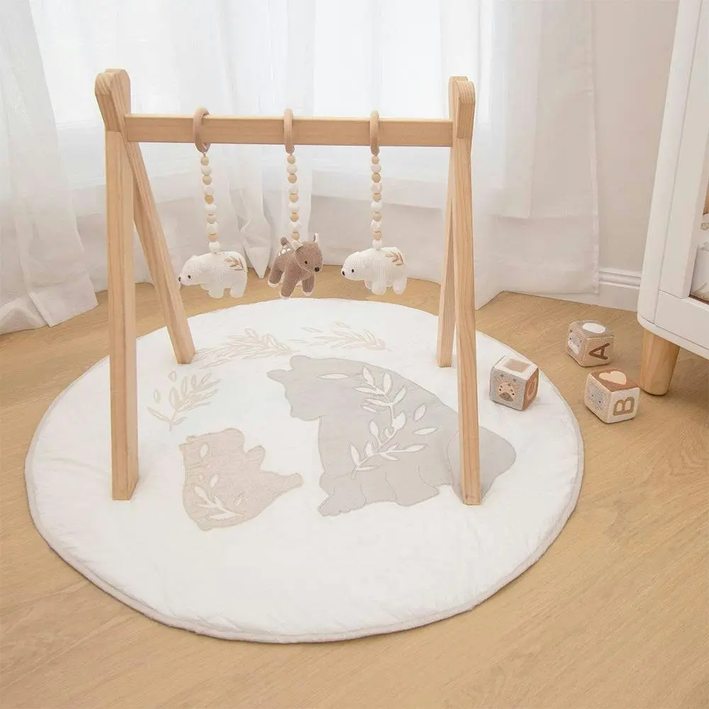 Lolli Living | Round Play Mat with Milestone Cards - Bosco Bear