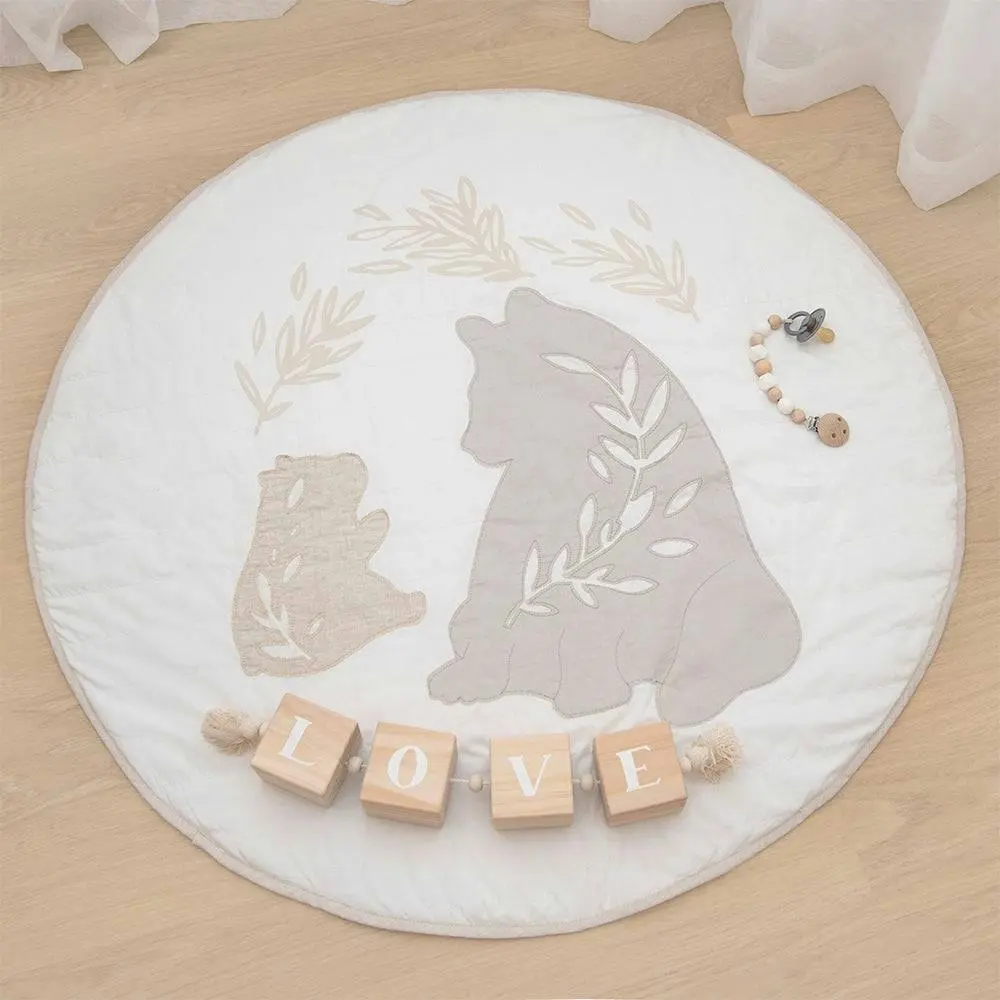 Lolli Living | Round Play Mat with Milestone Cards - Bosco Bear