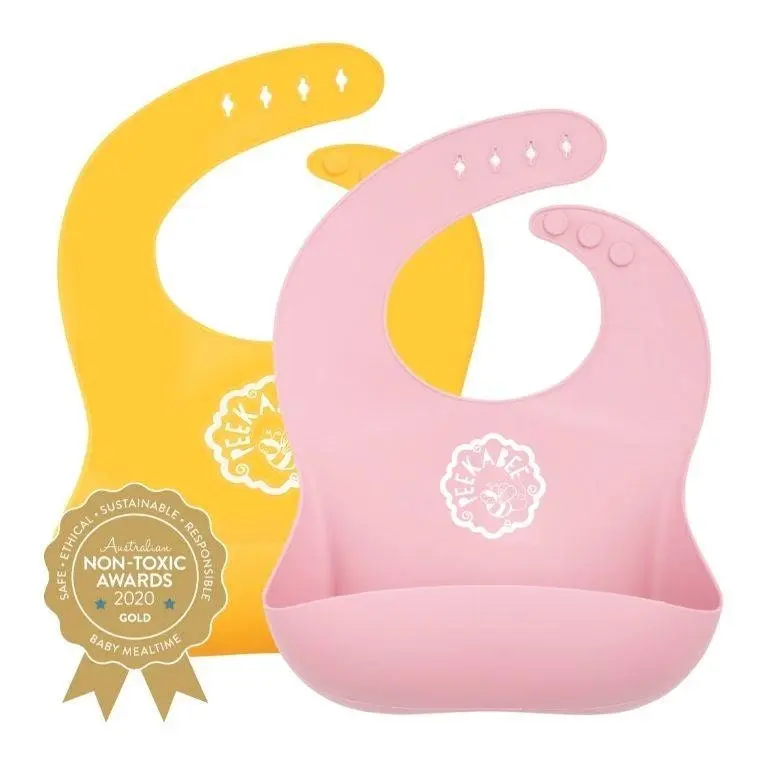 Peekabee |Silicone Bibs (Set of 2) - With Bonus SiliSpoon