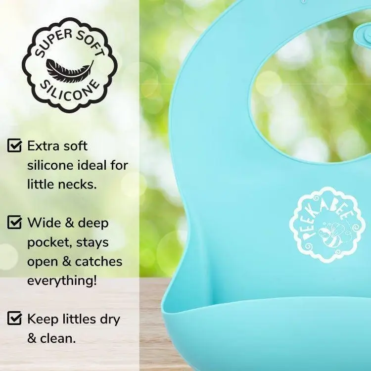 Peekabee |Silicone Bibs (Set of 2) - With Bonus SiliSpoon