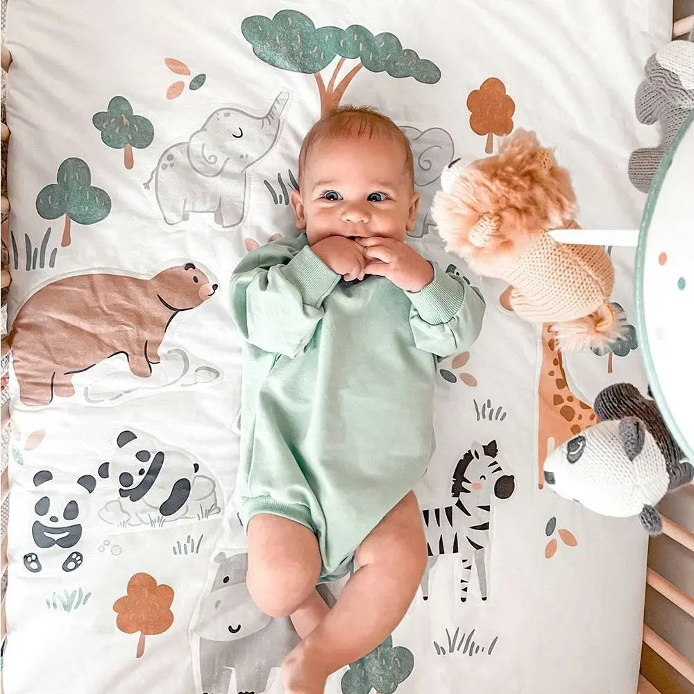 Lolli Living | 4-piece Nursery Set - Day at the Zoo + Free Matching Decal Set