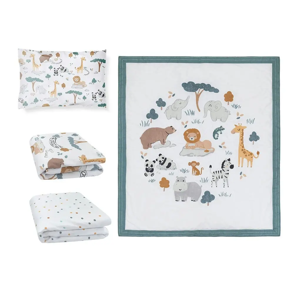 Lolli Living | 4-piece Nursery Set - Day at the Zoo + Free Matching Decal Set