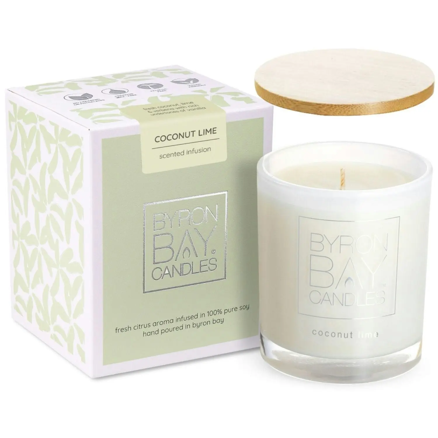 Byron Bay Candles | Scented Pure Soy Candle - 50 Hour Large - Coconut Lime