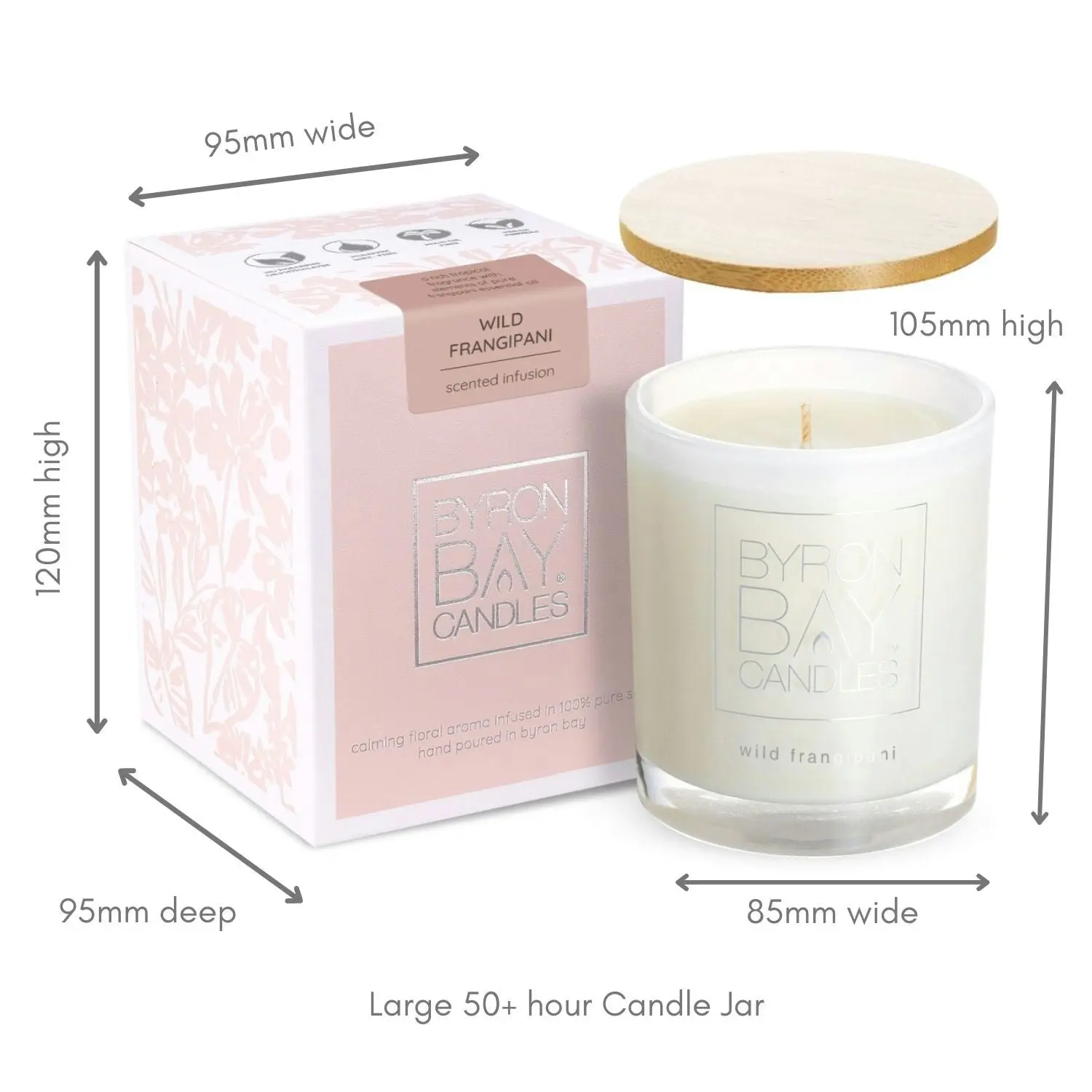 Byron Bay Candles| Large 50 Hour Pure Soy Candle - Wild Frangipani