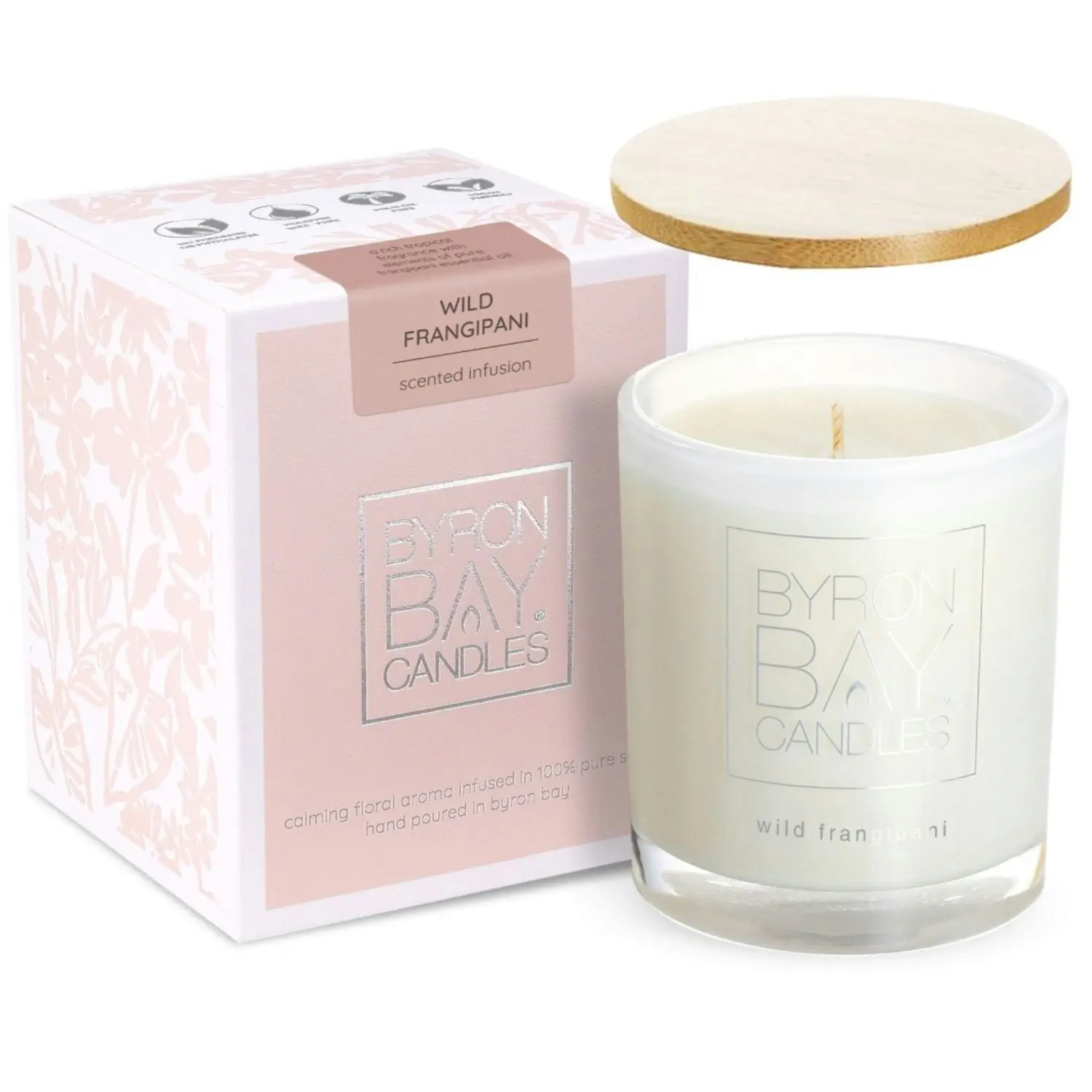 Byron Bay Candles| Large 50 Hour Pure Soy Candle - Wild Frangipani