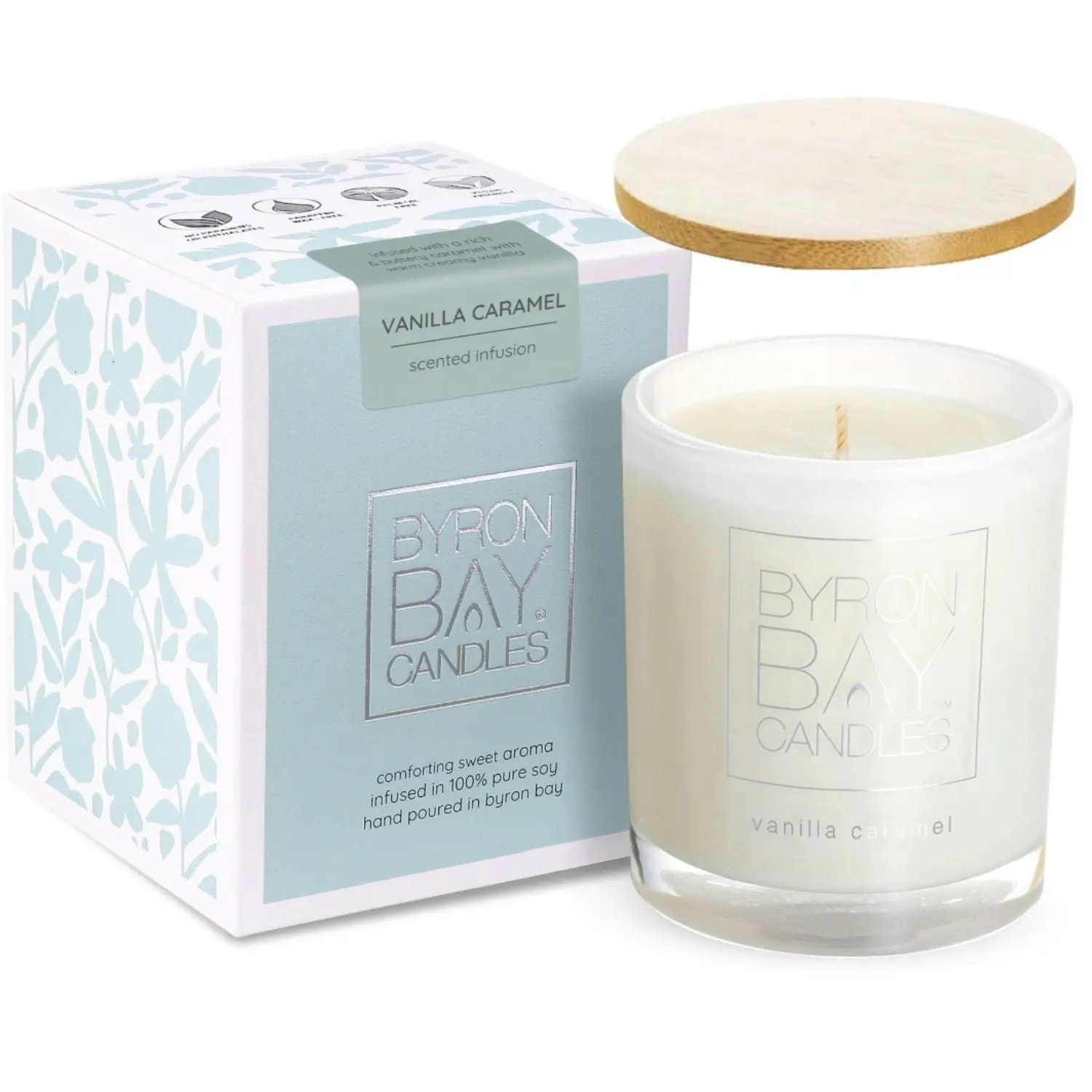 Byron Bay Candles | Scented Pure Soy Candle - 50 Hour Large - Vanilla Caramel