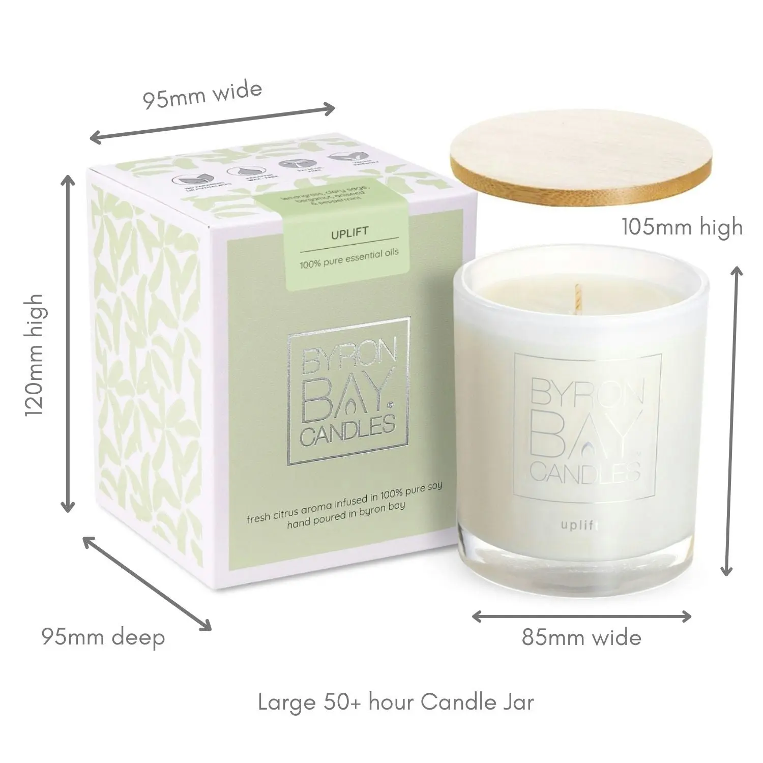 Byron Bay Candles | Scented Pure Soy Candle - 50 Hour Large - Uplift