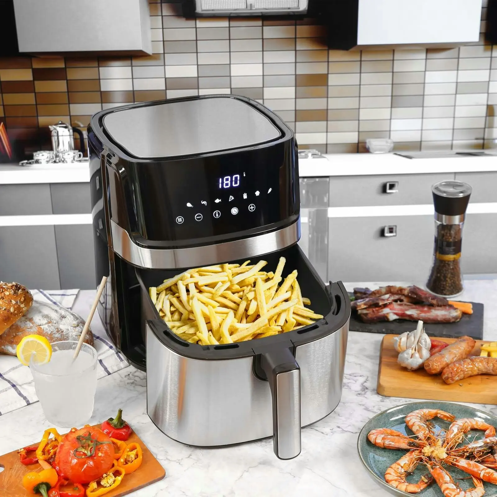 7L Digital Stainless Steel Air Fryer Kitchen Appliance