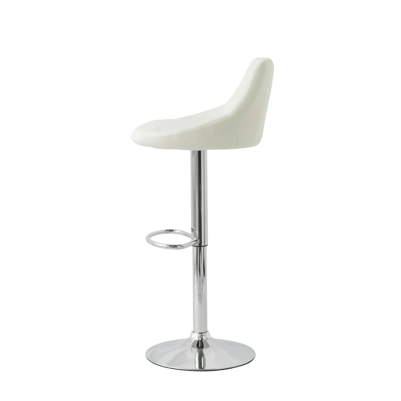 2 Diamond Style Padded Leather Barstools (White) w/ Adjustable Height