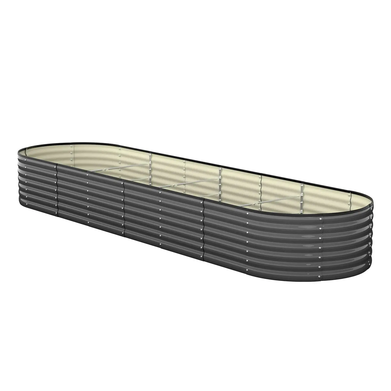 Livsip Raised Garden Bed Beds Kit Planter Oval Galvanised Steel 320cmX80cmX56cm