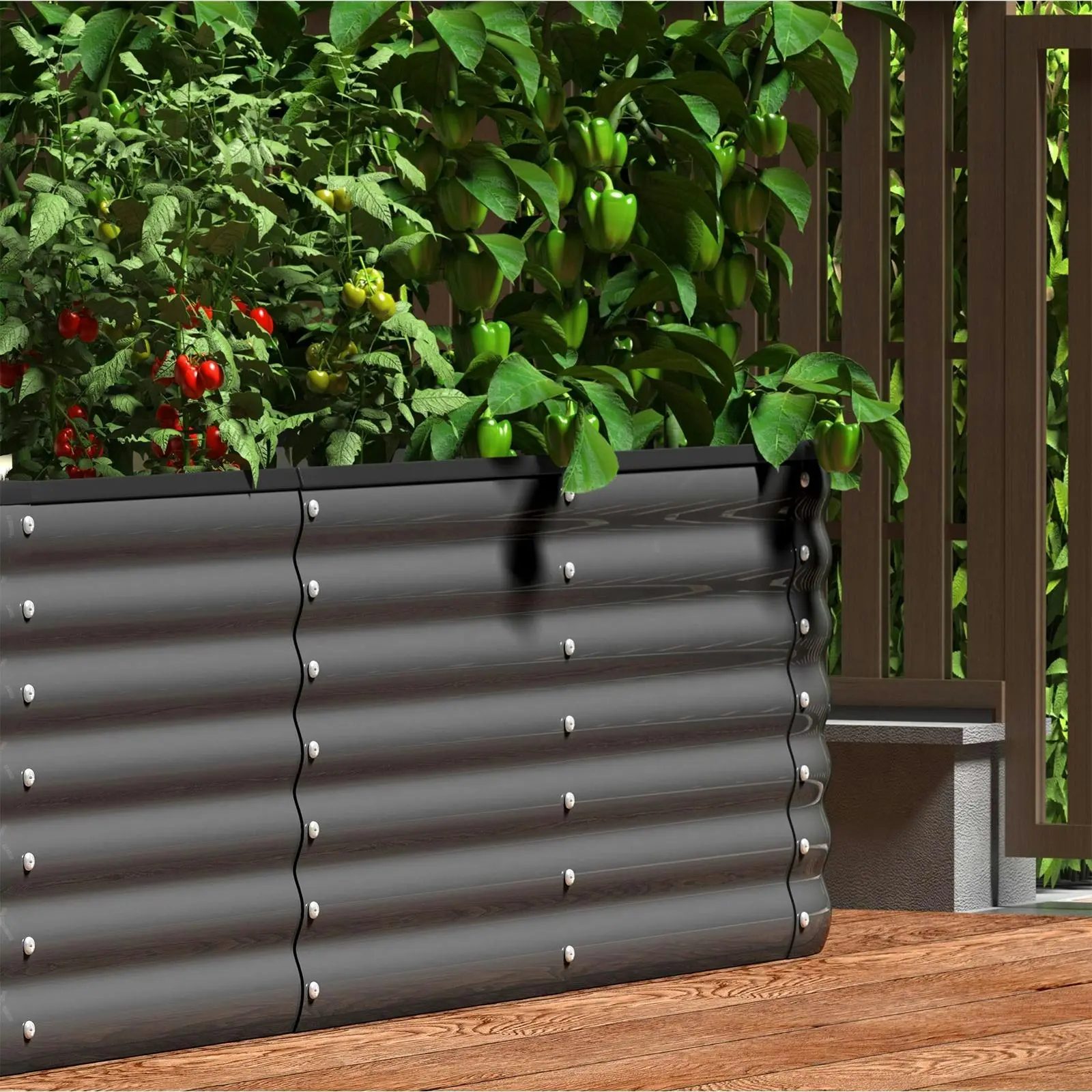 Livsip 9-IN-1 Raised Garden Bed Modular Kit Planter Oval Galvanised Steel 56CM H