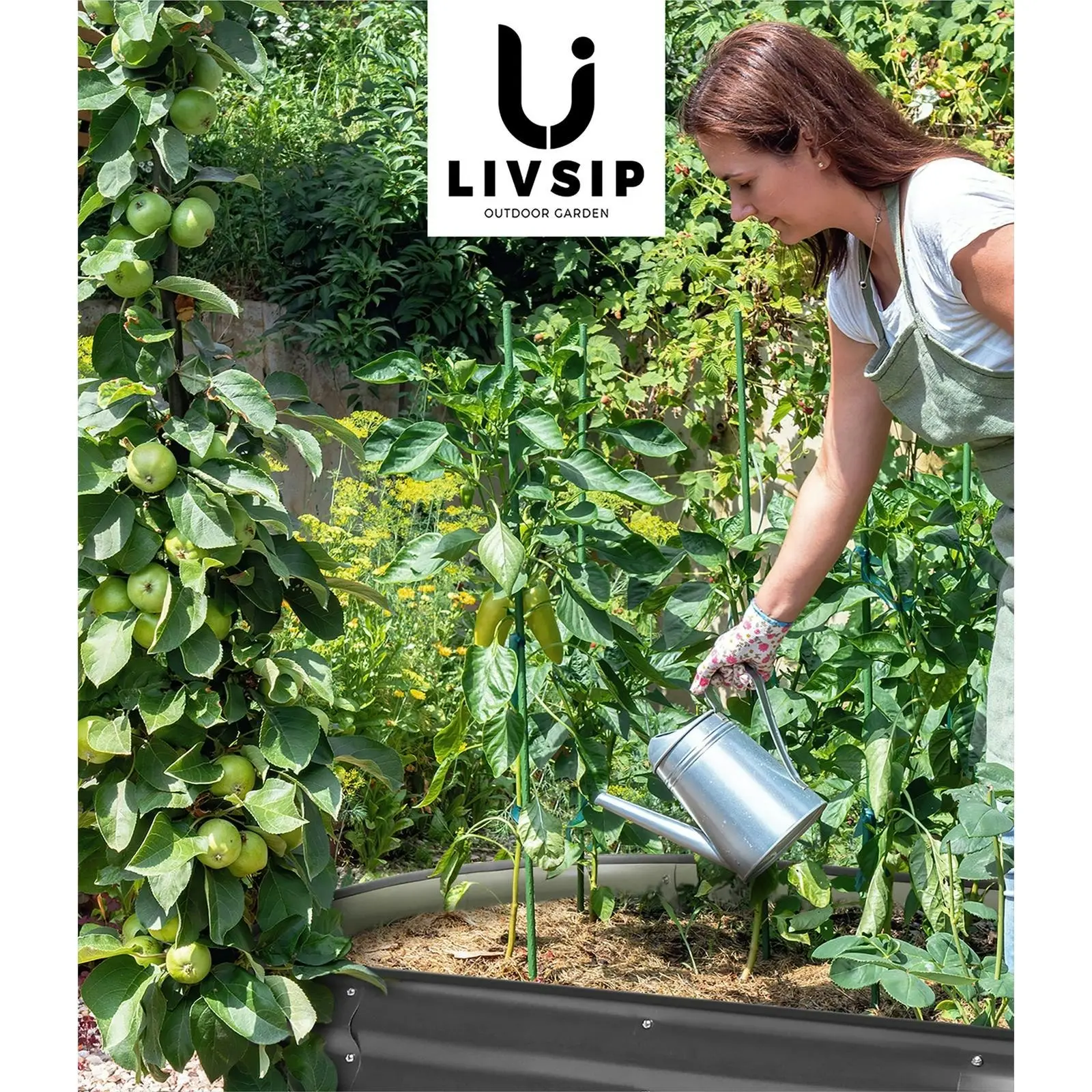 Livsip 9-IN-1 Raised Garden Bed Modular Kit Planter Oval Galvanised Steel 56CM H