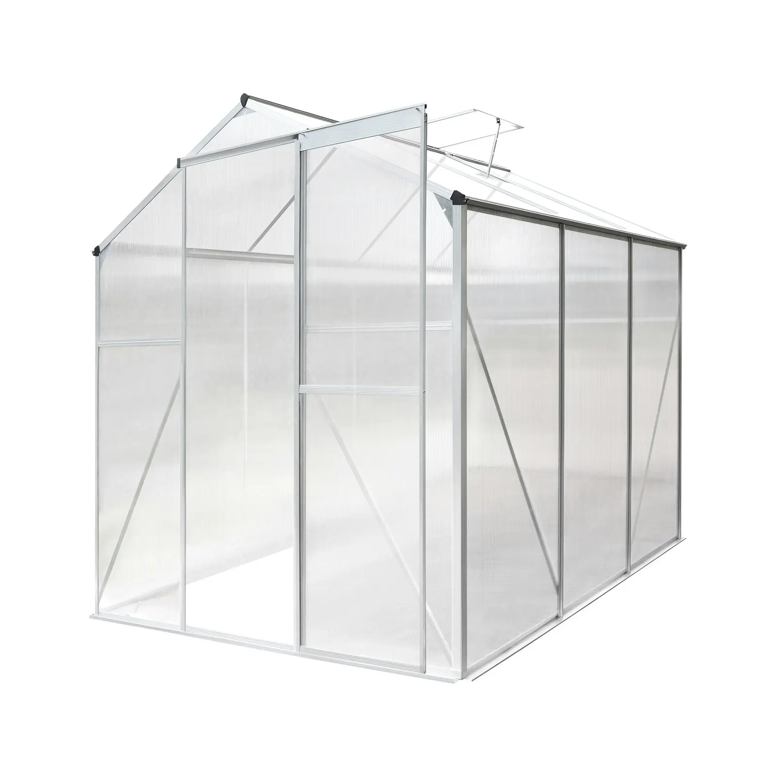 Livsip Greenhouse Aluminium Green House Garden Shed Polycarbonate Walk in 1.9x1.9M