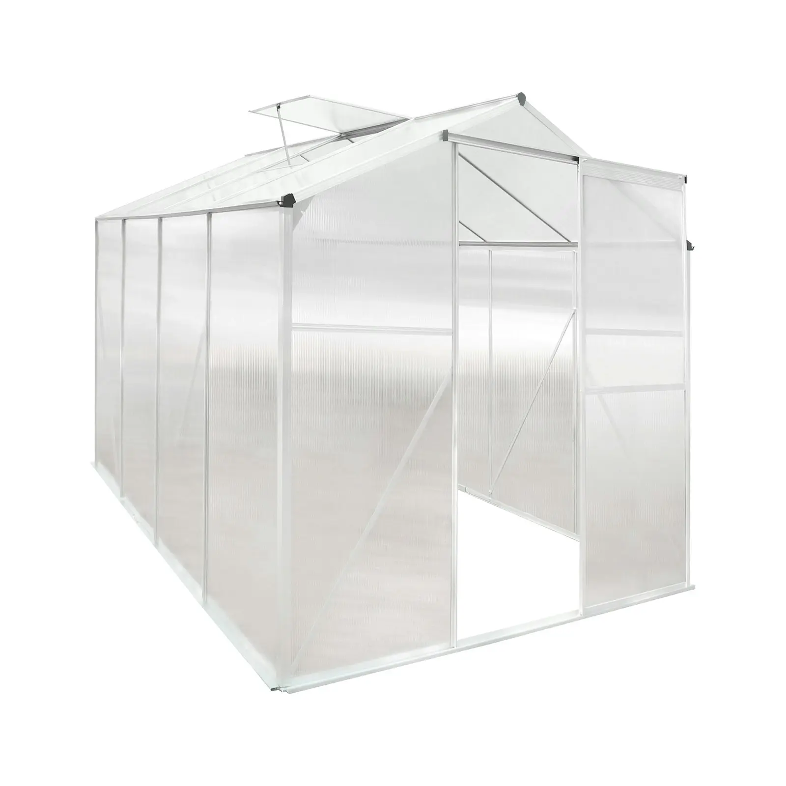 Livsip Greenhouse Aluminium Green House Garden Shed Polycarbonate Walk in 2.52x1.9M