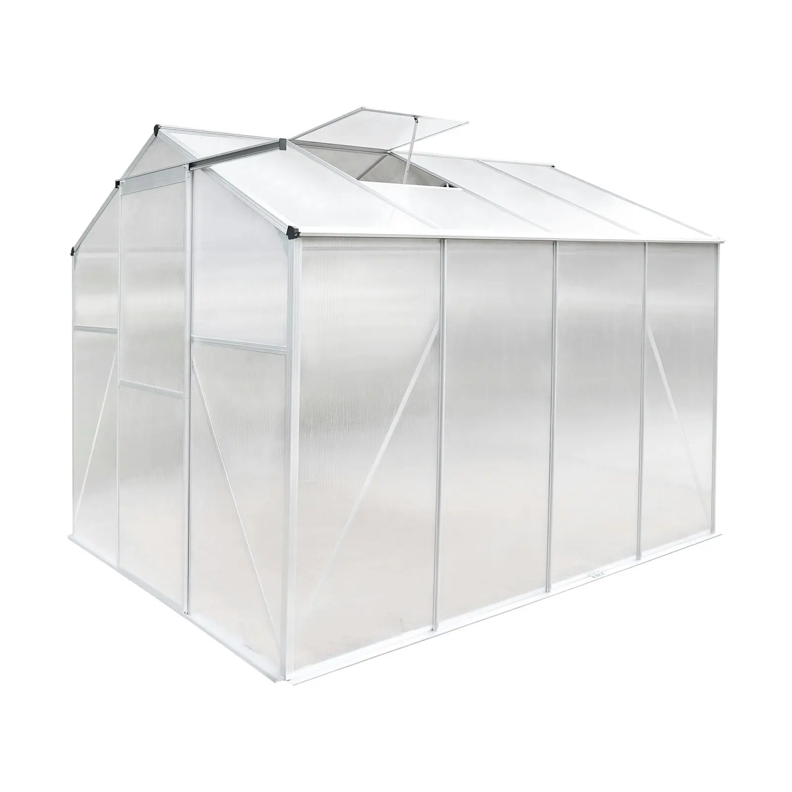 Livsip Greenhouse Aluminium Green House Garden Shed Polycarbonate Walk in 2.52x1.9M