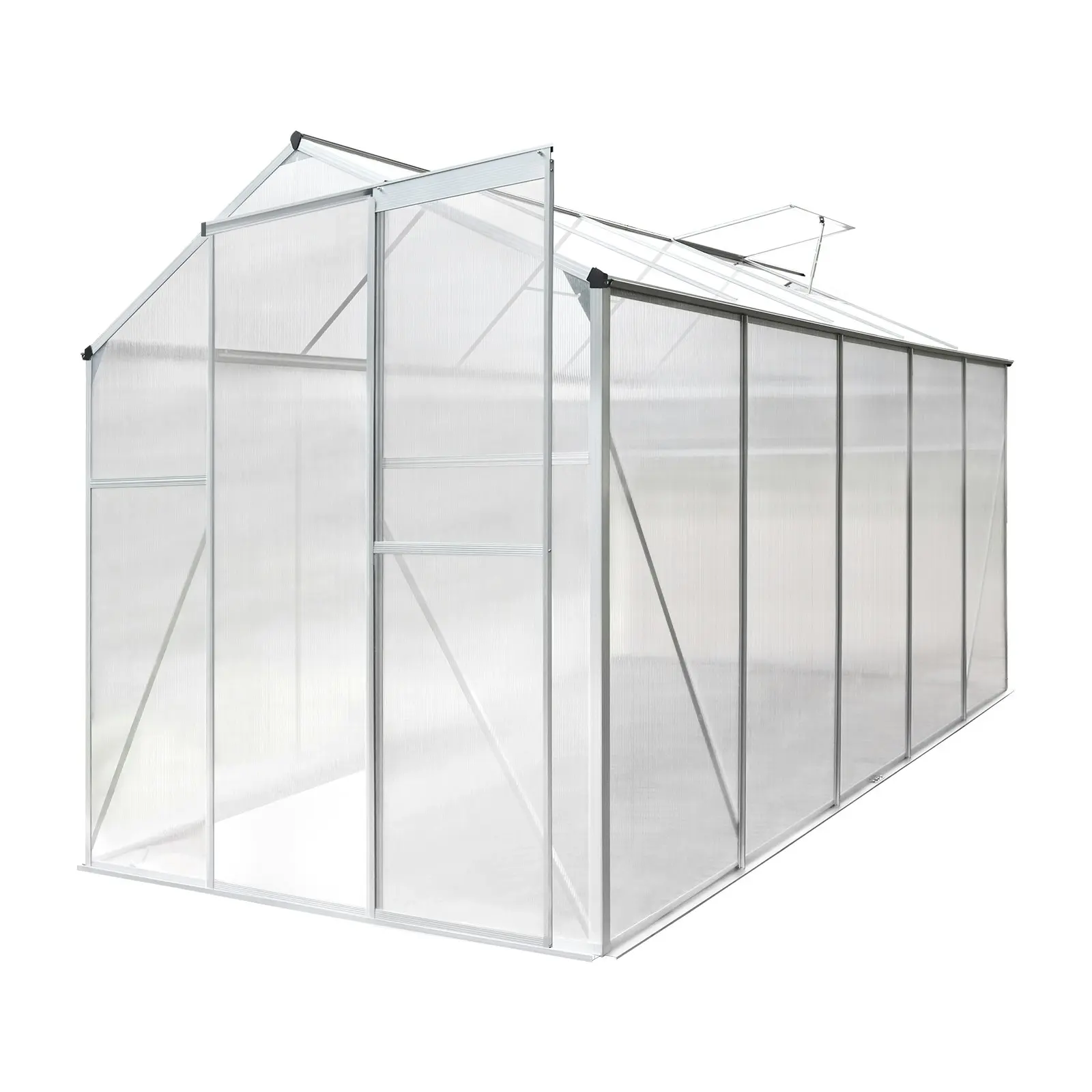 Livsip Greenhouse Aluminium Green House Garden Shed Polycarbonate Walk in 3.1x1.9M