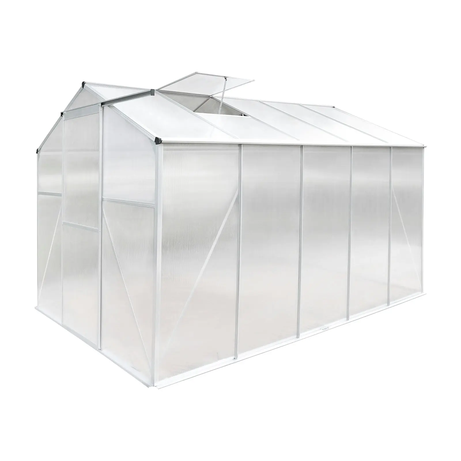 Livsip Greenhouse Aluminium Green House Garden Shed Polycarbonate Walk in 3.1x1.9M