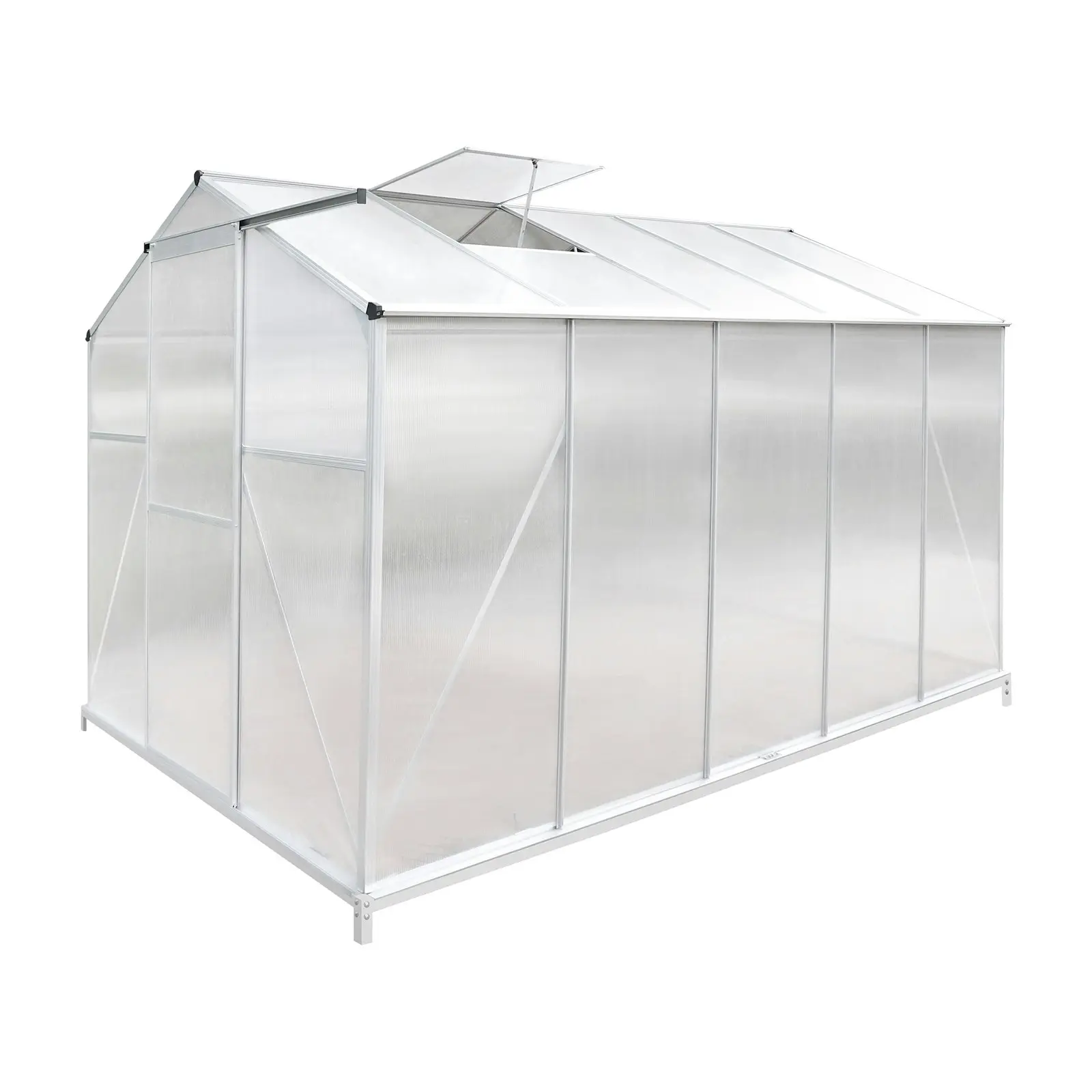 Livsip Greenhouse Aluminium Green House Garden Shed Base Polycarbonate Walk in 3.1x1.9M