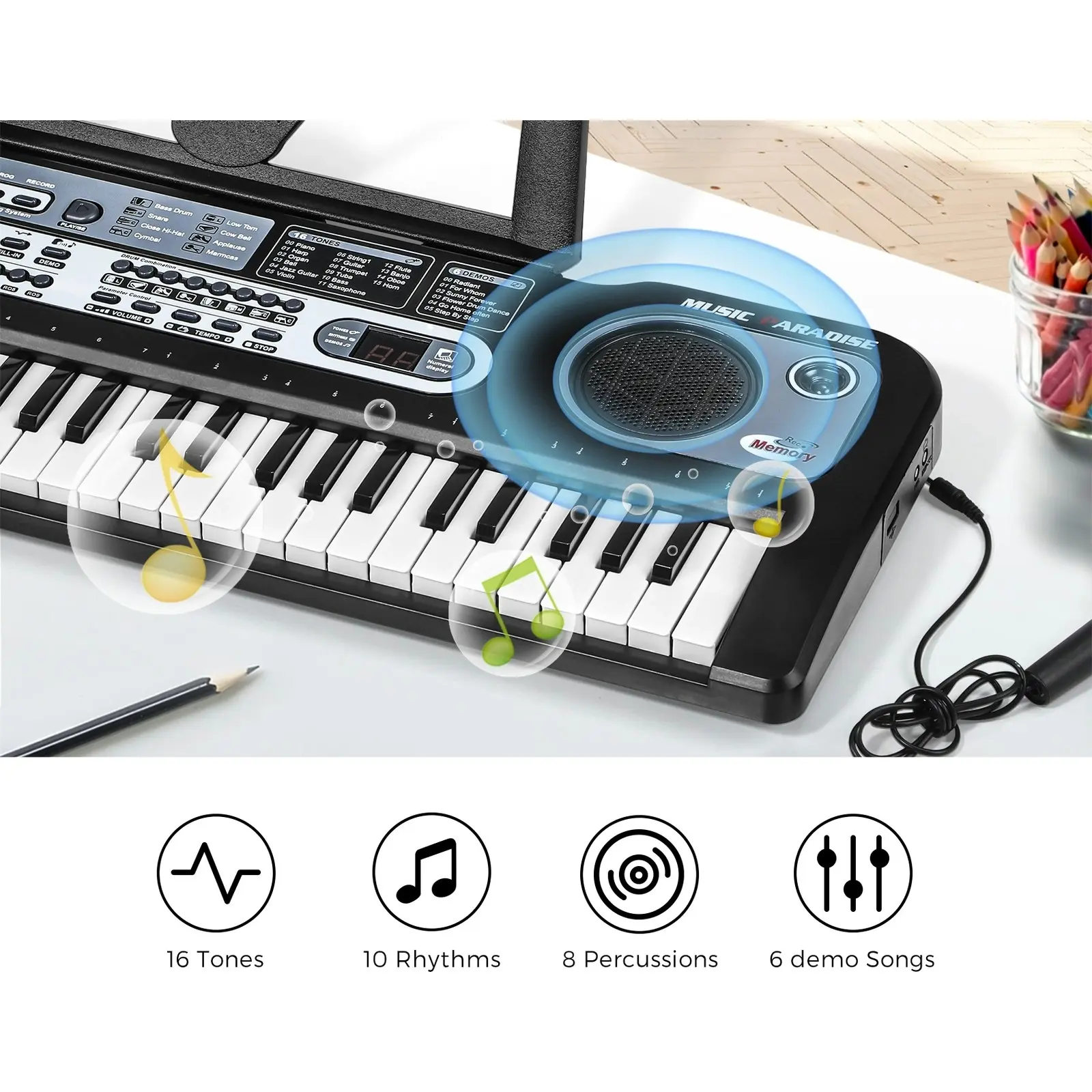 Mazam 61 Keys Piano Keyboard Electronic Musical Toy Gift w/ Microphone Holder