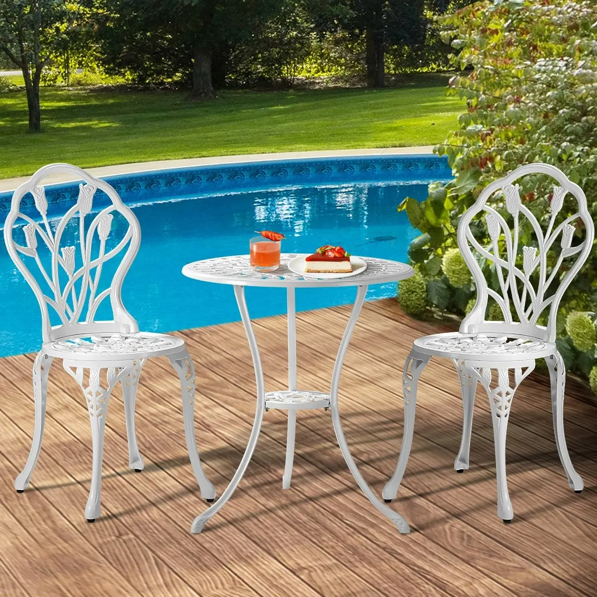 Livsip 3 Piece Outdoor Furniture Setting Chairs Table Bistro Patio Dining Set