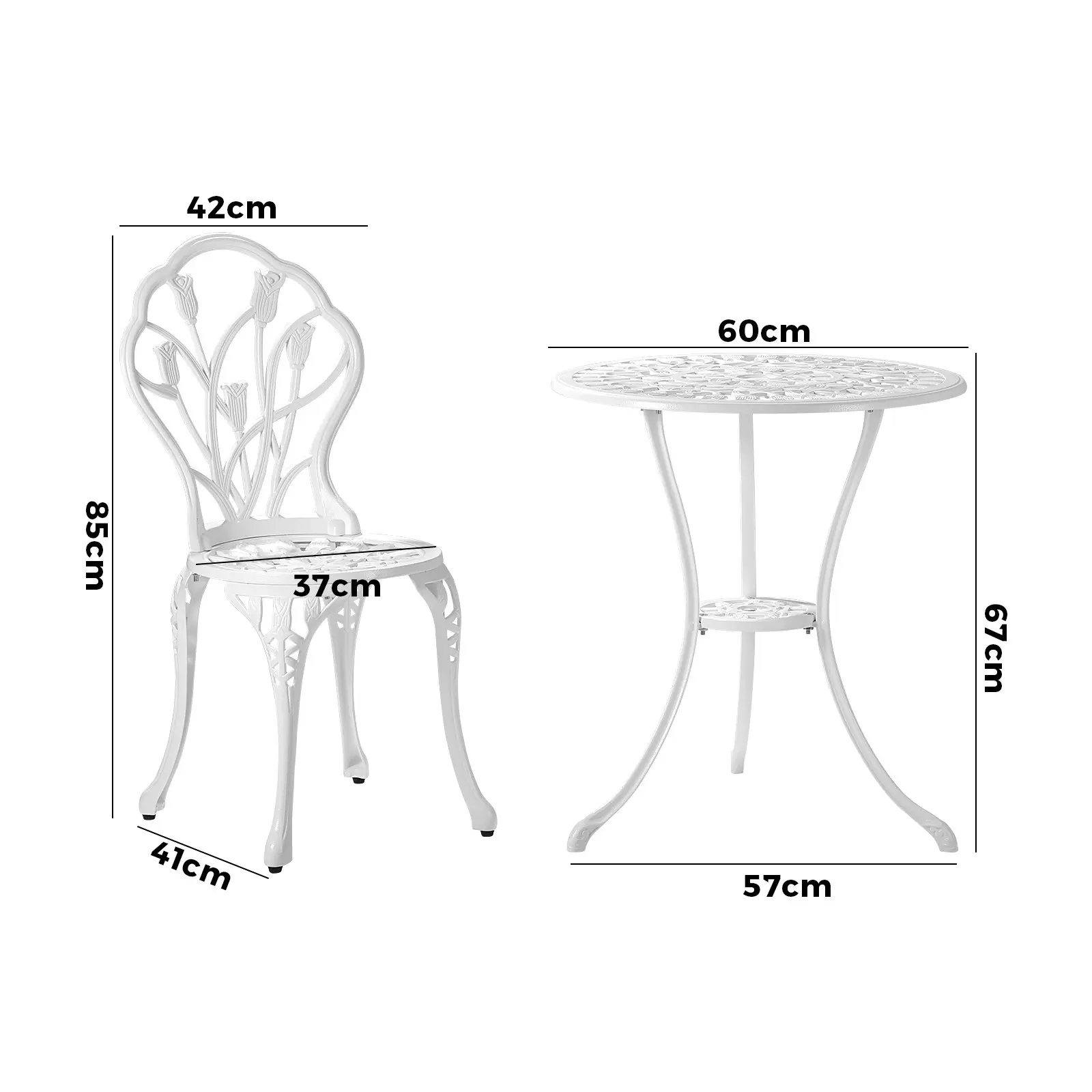 Livsip 3 Piece Outdoor Furniture Setting Chairs Table Bistro Patio Dining Set