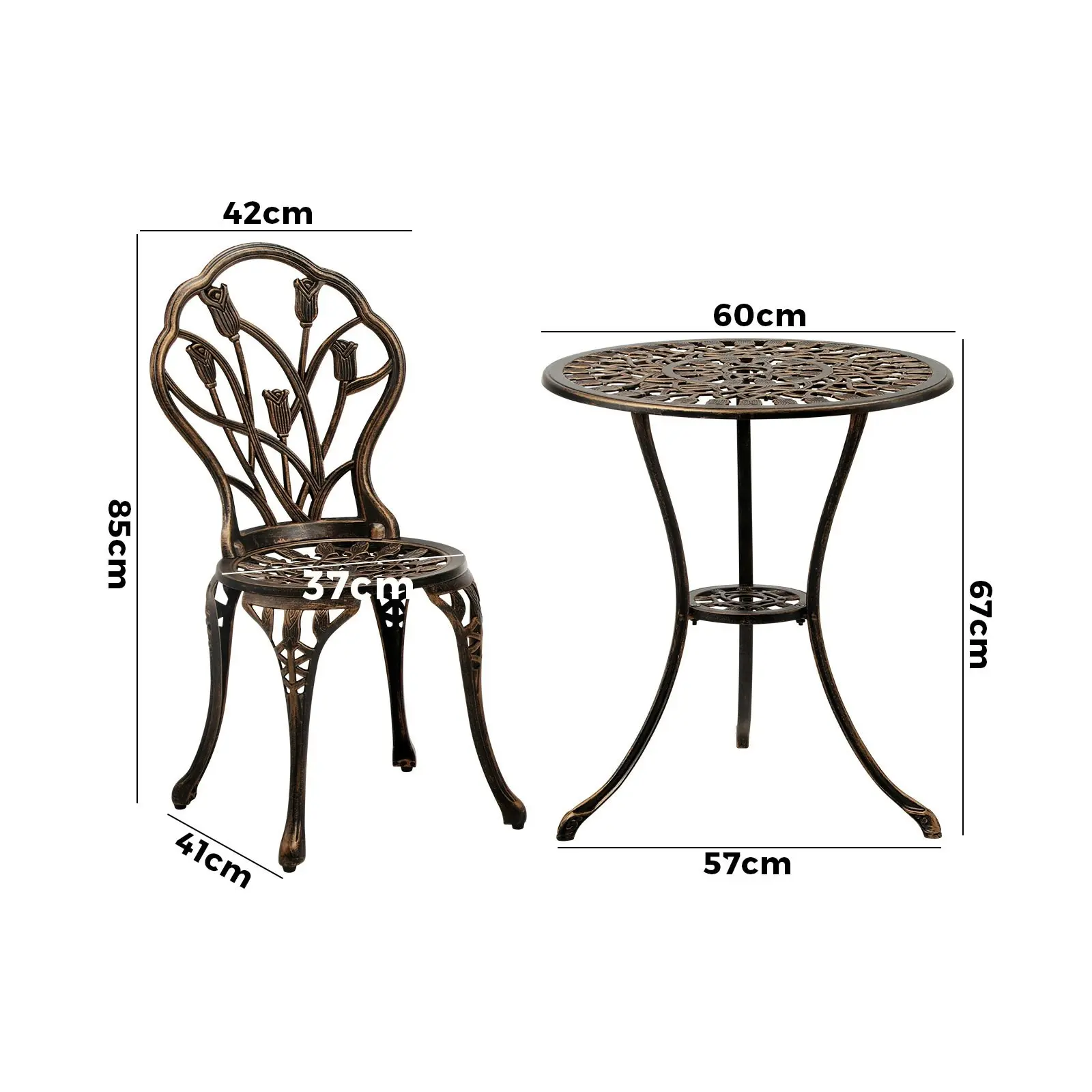 Livsip 3PCS Bistro Outdoor Setting Chairs Table Patio Dining Set Furniture