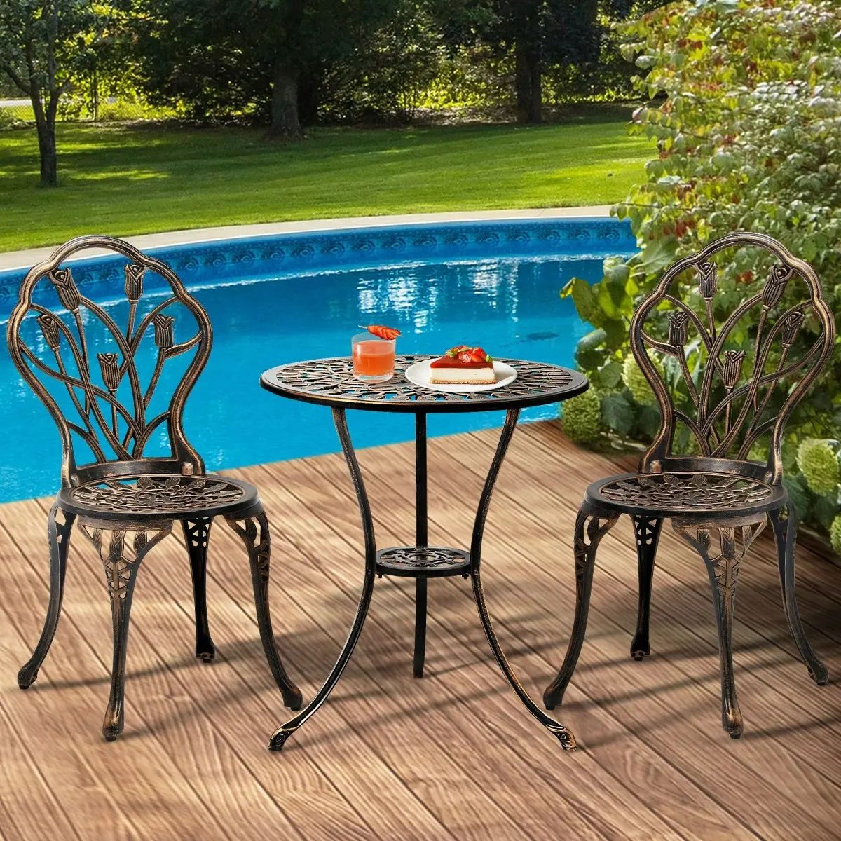 Livsip 3PCS Bistro Outdoor Setting Chairs Table Patio Dining Set Furniture