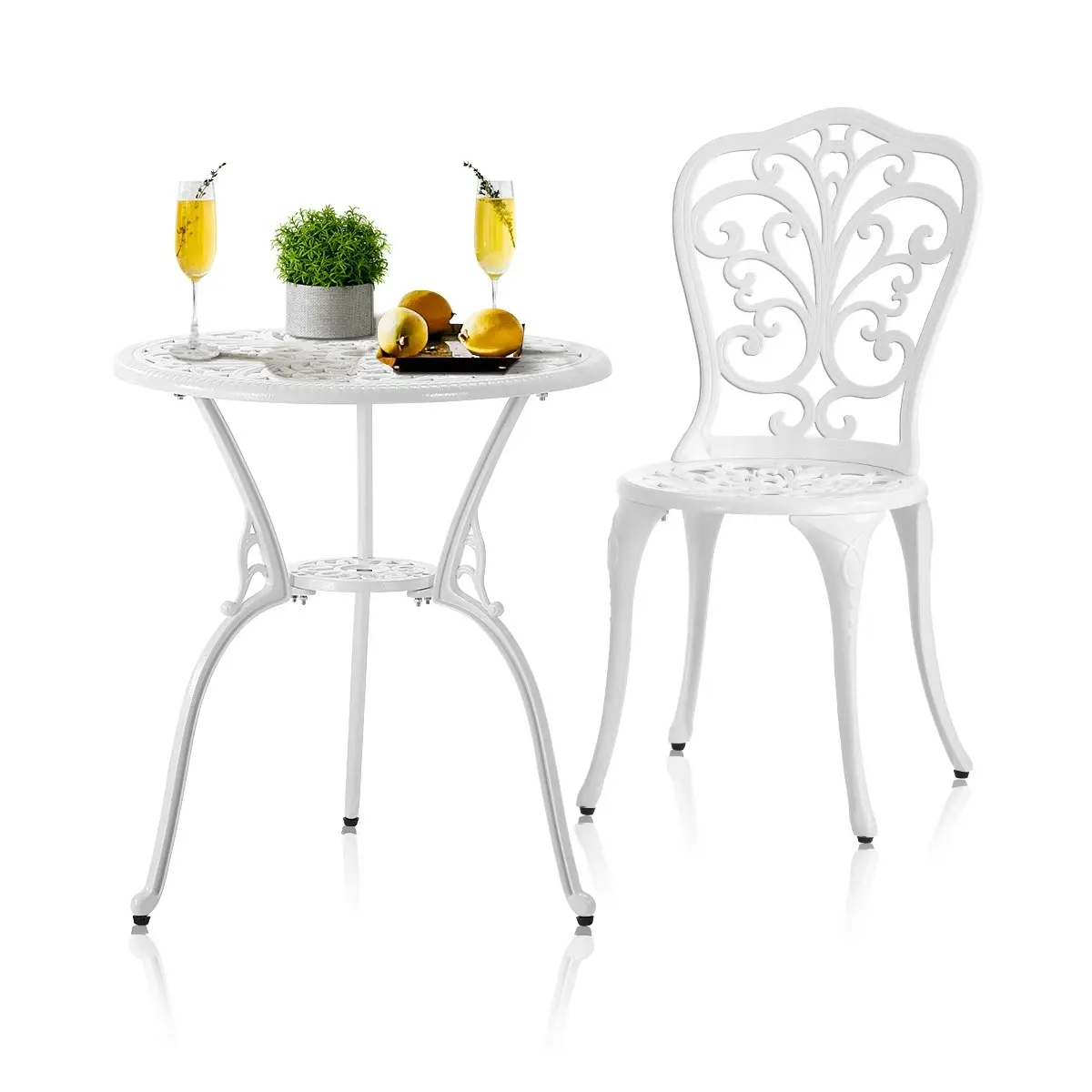 Livsip Bistro Outdoor Setting Chairs Table Patio Dining 3PCS Set Cast Aluminium