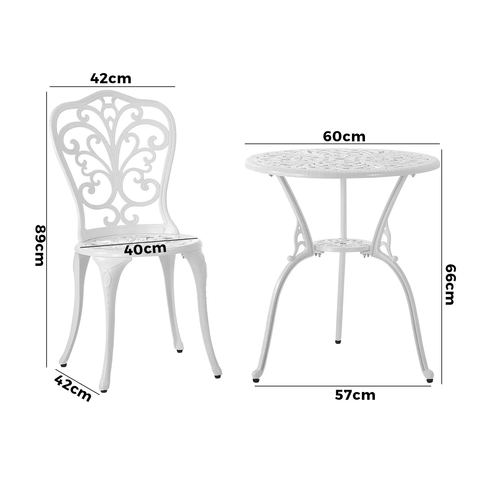 Livsip Bistro Outdoor Setting Chairs Table Patio Dining 3PCS Set Cast Aluminium