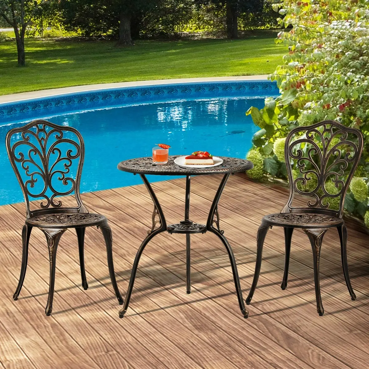 Livsip Bistro Furniture Setting 3 Piece Chairs Table Patio Indoor/Outdoor Set