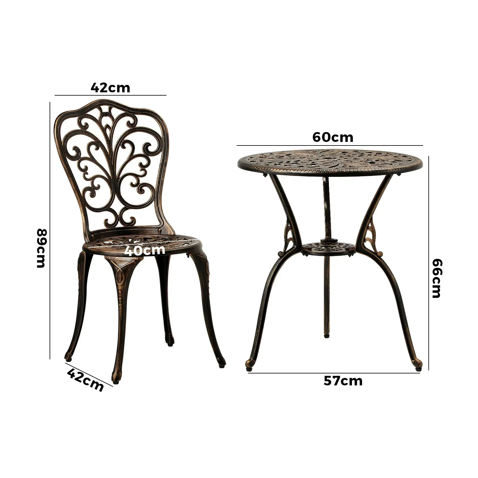 Livsip Bistro Furniture Setting 3 Piece Chairs Table Patio Indoor/Outdoor Set