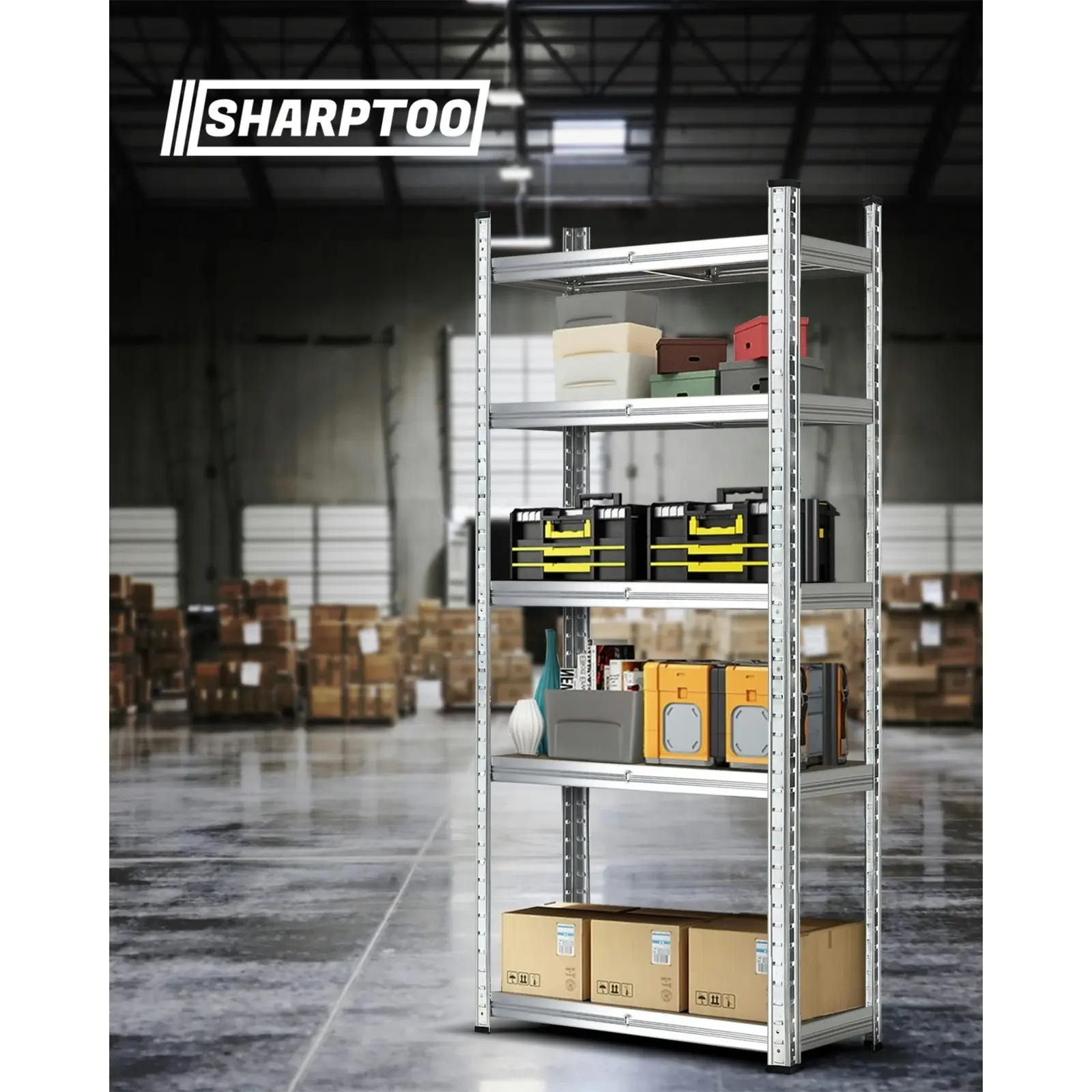 Sharptoo 4x1.5m Garage Shelving Shelves Warehouse Racking Storage Rack Pallet