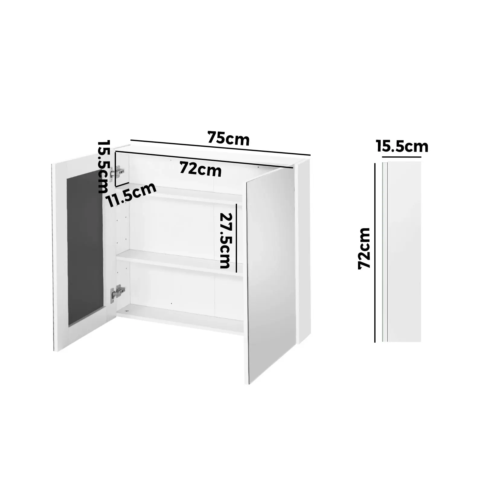 Welba Bathroom Mirror Cabinet Vanity Medicine Shaving Wall Storage 750mmx720mm